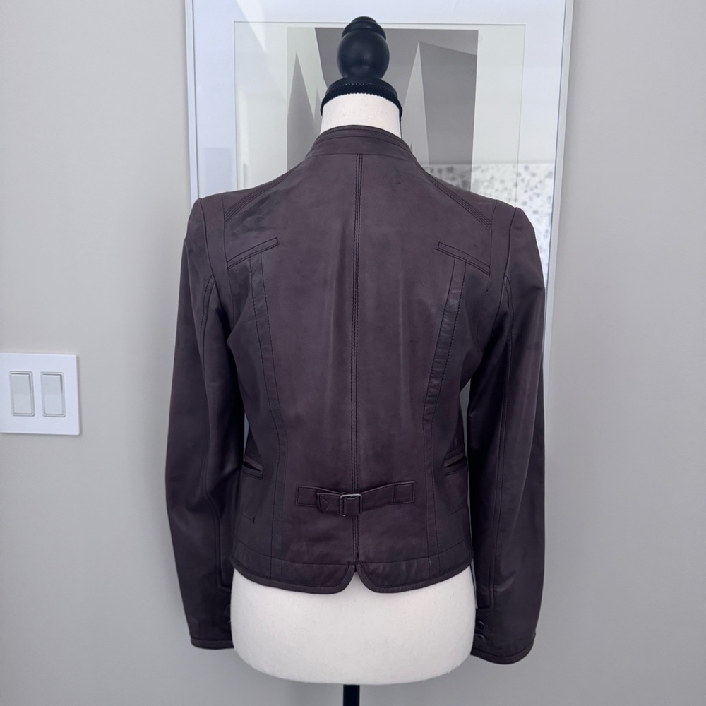 Danier Brown Leather Button-Front Jacket XXS–S - Picture 4 of 17